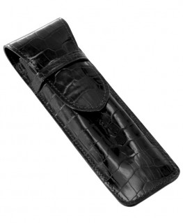 etui-stylo-mignon-2-places-veau-croco-savannah-noir-ref_950251M