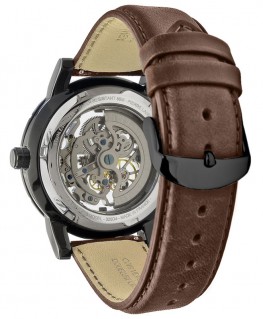 montre-pierre-lannier-automatique-cadran-noir-bracelet-cuir-brun-ref_320D434