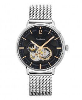 montre-pierre-lannier-trio-cadran-noir-bracelet-acier-milanais_334b131