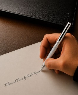 Stylo Bille St Dupont Classique Argenté Guilloché Diagonal