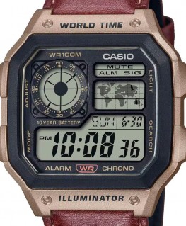 montre-casio-collection-world-time-cuir-marron-AE-1200WHL-5AVEF-cadran