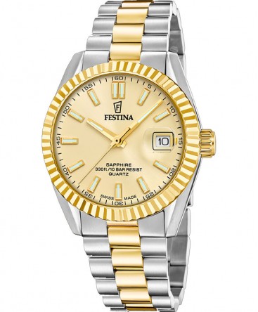 montre-festina-swiss-made-doré-bracelet-acier-bicolore_F20084/B
