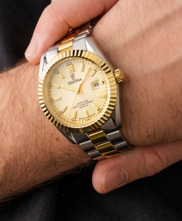 montre-festina-swiss-made-doré-bracelet-acier-bicolore_F20084/B-porté