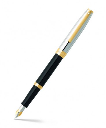 Stylo Plume Sheaffer® Sagaris Noir Brillant capuchon chromé et finitions dorées