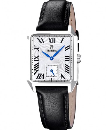 Montre Festina On the Square Blanc Bracelet Cuir Noir F20779/1