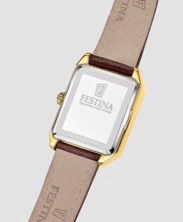 Montre Festina On the Square Doré Bracelet Cuir Marron F20780/2