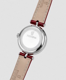 Montre Festina Mademoiselle Blanc Bracelet Cuir Rouge F20787/1