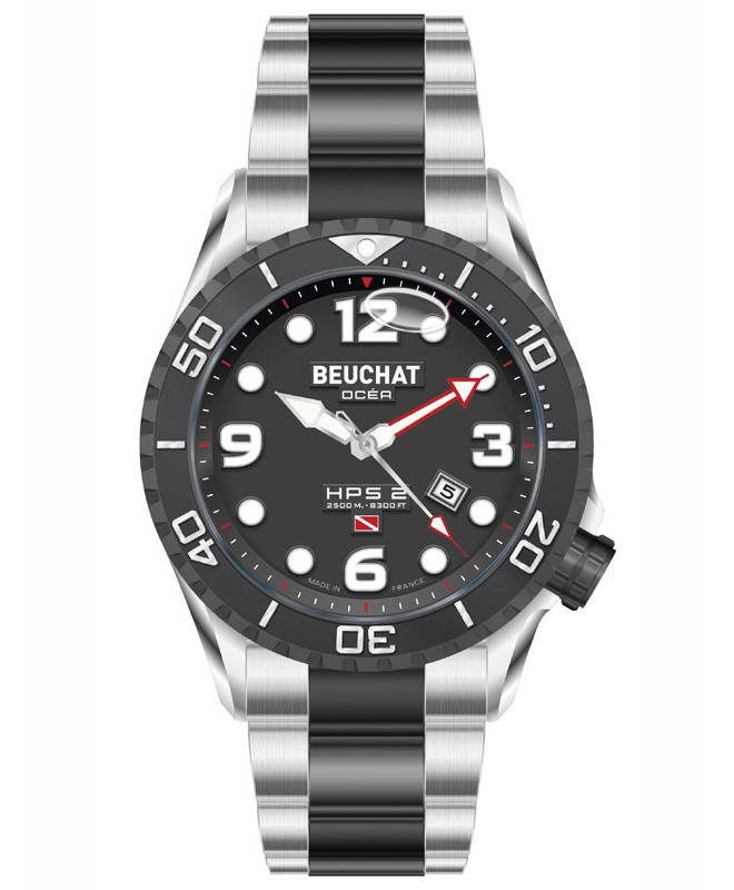 Montre Homme Beuchat Genesis - Quartz, étanche 100m, Boîtier Acier, Bracelet Cuir Marron