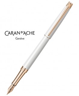 Stylo Plume Caran d'Ache Leman Slim Blanc Or Rose 4791.001