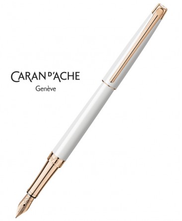 Stylo Plume Caran d'Ache Leman Slim Blanc Or Rose 4791.001