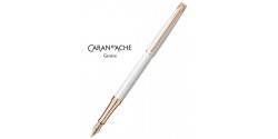 Stylo Plume Caran d'Ache Leman Slim Blanc Or Rose 4791.001