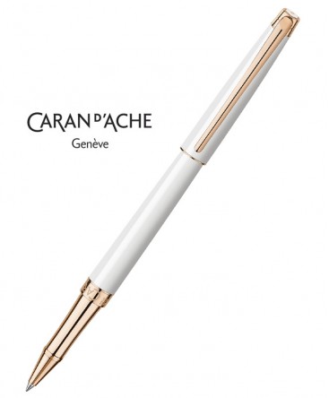 Stylo Roller Caran d'Ache Leman Slim Blanc Or Rose 4771.001