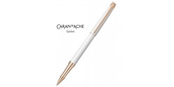 Stylo Roller Caran d'Ache Leman Slim Blanc Or Rose 4771.001