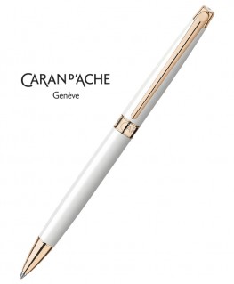 Stylo Bille Caran d'Ache Leman Slim Blanc Or Rose 4781.001