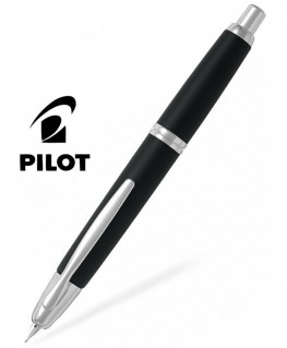 Stylo Plume Pilot Capless Noir Mat et Rhodié FC.1800RRR