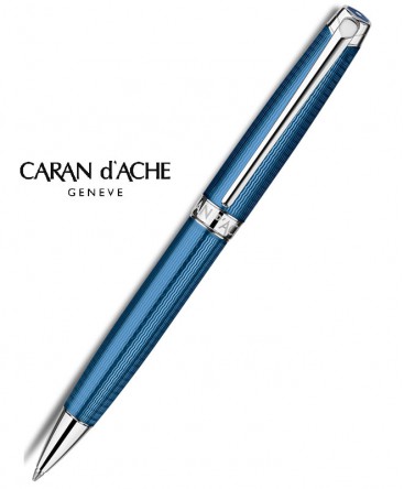 Stylo-Bille-Caran-D'Ache-Léman-Grand-Bleu-Argenté-Rhodié-réf.4789.530