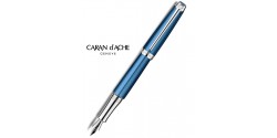 Stylo-Plume-Caran-D'ache-Léman-Grand-Bleu-Argenté-Rhodié-réf_4799.168