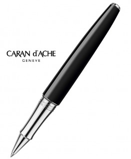 Corps-Stylo-Roller-Caran-D'ache-Léman-Ebony-Noir-Argent-Rhodié-réf_4779.782