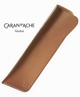 Etui Caran d'Ache 2 Stylos Cuir Camel 6802.055