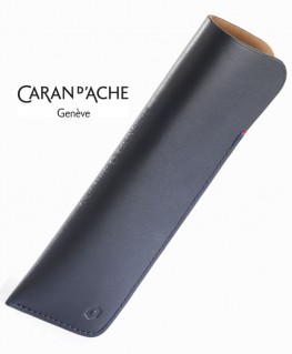 Etui Caran d'Ache 2 Stylos Cuir Bleu Nuit 6802.549 