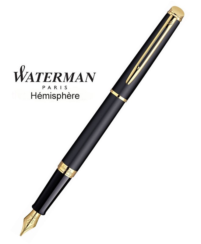 Stylo plume Waterman Hémisphère Noir Laqué GT Medium 1 Stuk bij