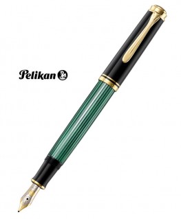 Stylo Plume Pelikan M400 Résine Noire - Vert et Plaqué Or Réf_985812