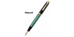 Stylo Plume Pelikan M400 Résine Noire - Vert et Plaqué Or Réf_985812