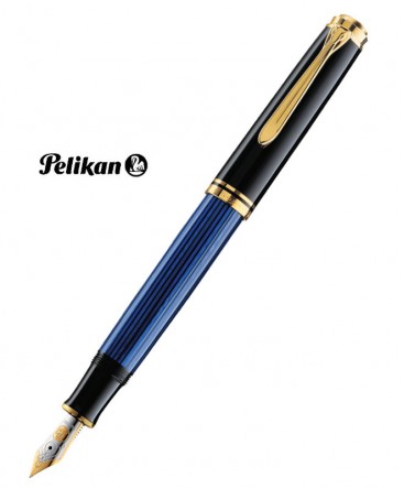 Stylo Plume Pelikan M400 Résine Noire - Bleu et Plaqué Or Réf_985978