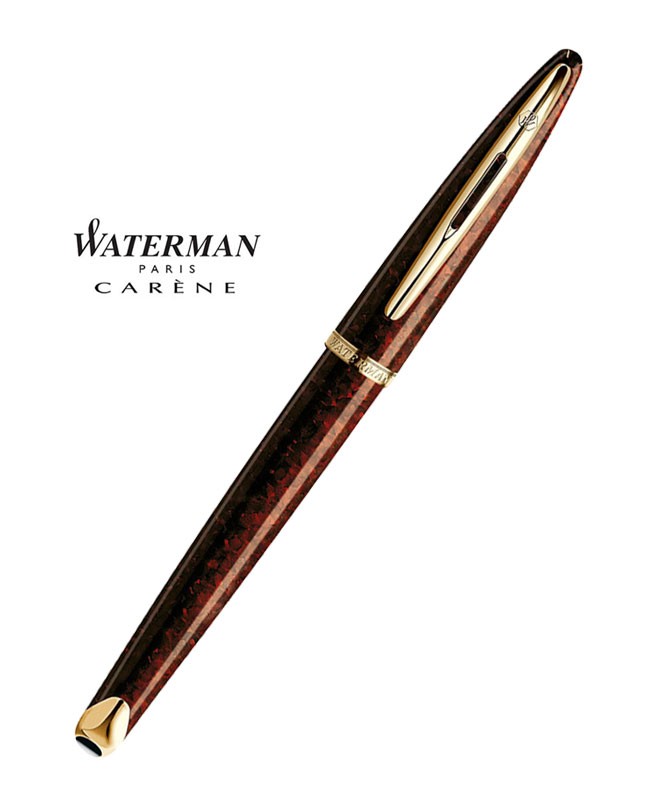 Stylo Roller Waterman Watermina - Finition Goutte Marbre Marron - Excellent état - Avec Recharge
